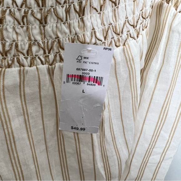 Banana Republic Striped Embroidered Tank Ruffle Straps Top Size L NWT - Picture 10 of 11